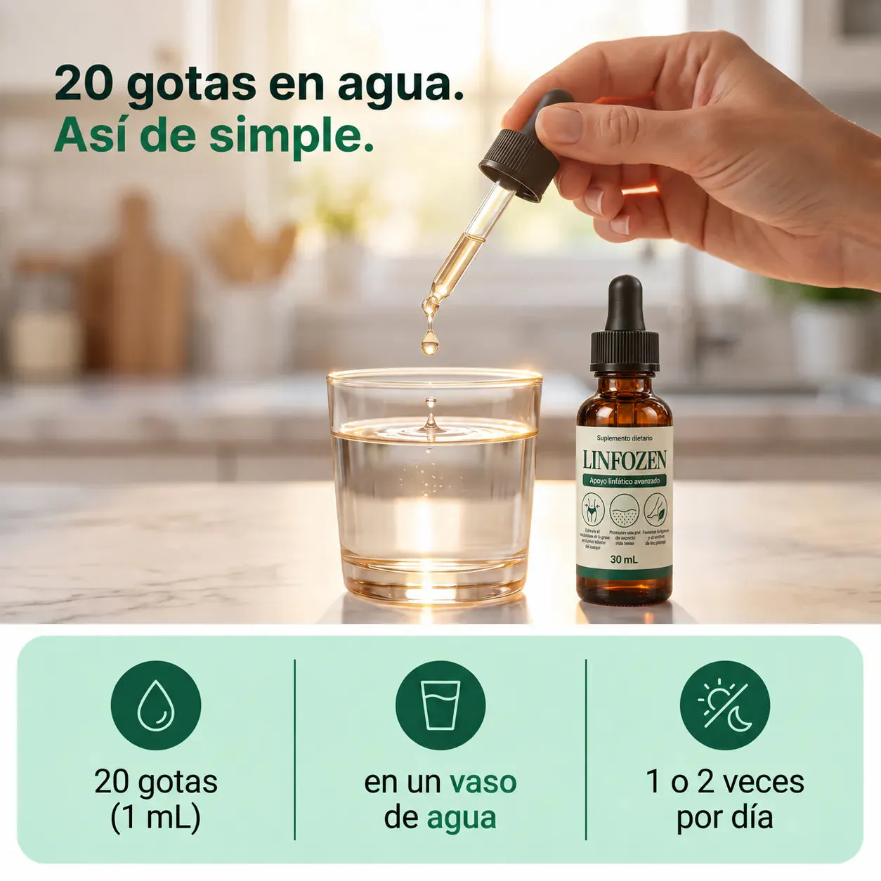 Modo de uso: 20 gotas en un vaso de agua, 1 o 2 veces por día